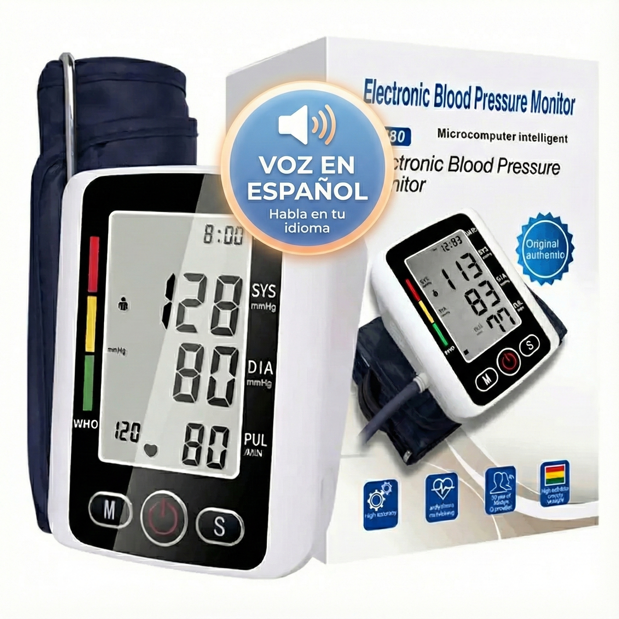❤️🩹Tensiómetro de Brazo con Voz en Español Original – Gratis guía de uso🎁