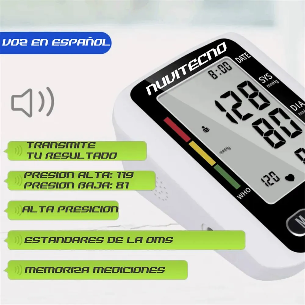 Pantalla de tensiómetro con números visibles