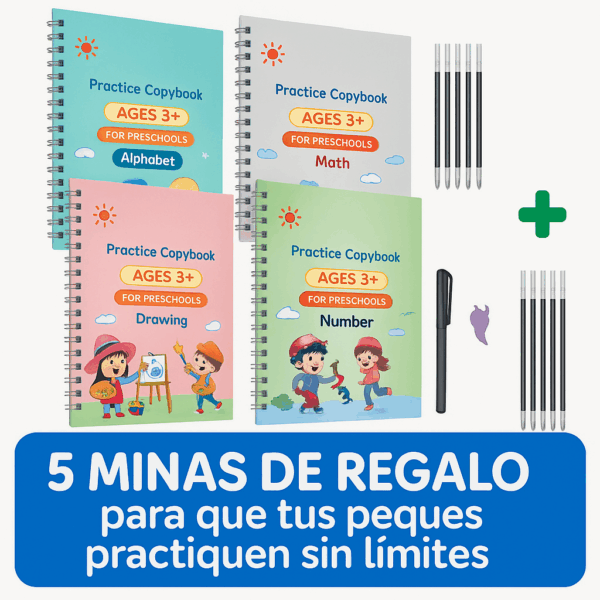 📚✨ Libros de Caligrafía Montessori con Tinta Mágica (Kit x4) ✨📚