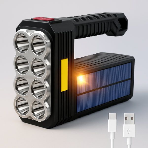 Linterna Solar LED Recargable de Alta Potencia