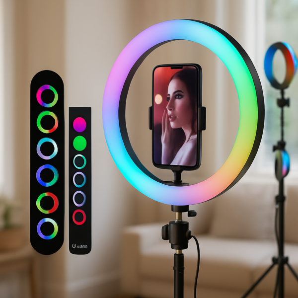 Aro de luz LED RGB de 56 cm con soporte