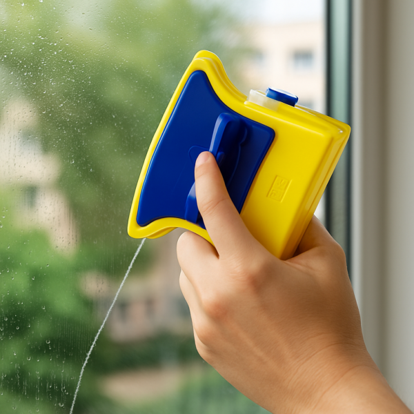 Limpiador magnético de ventanas amarillo y azul