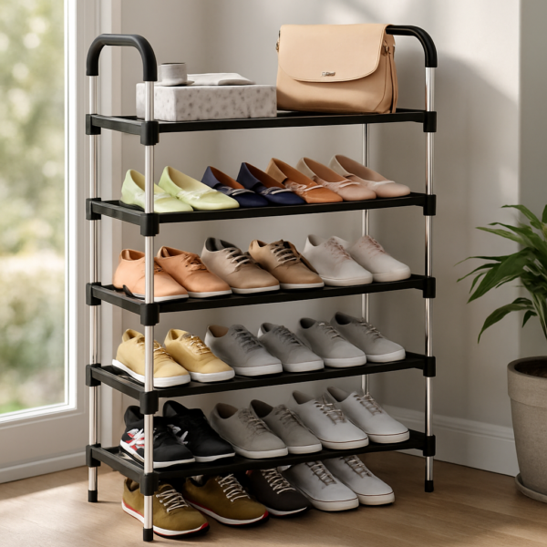 Organizador Zapatero 6 Niveles, Negro y Metálico