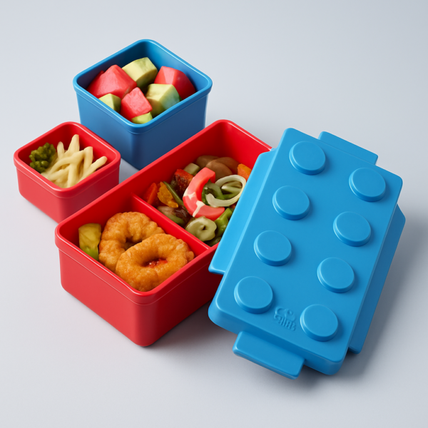 Lonchera estilo LEGO apilable y segura