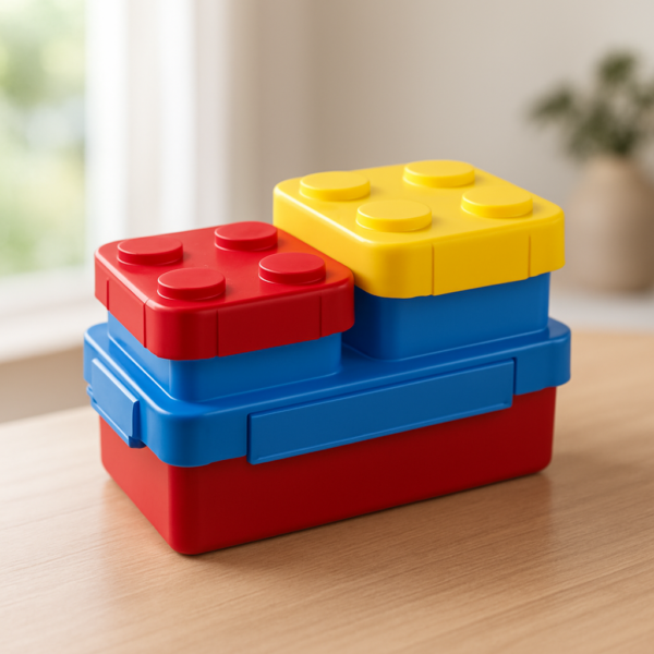Lonchera estilo LEGO apilable y segura