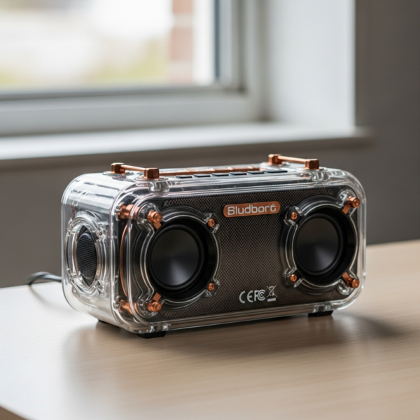 Altavoz Bluetooth Transparente con Detalles en Cobre
