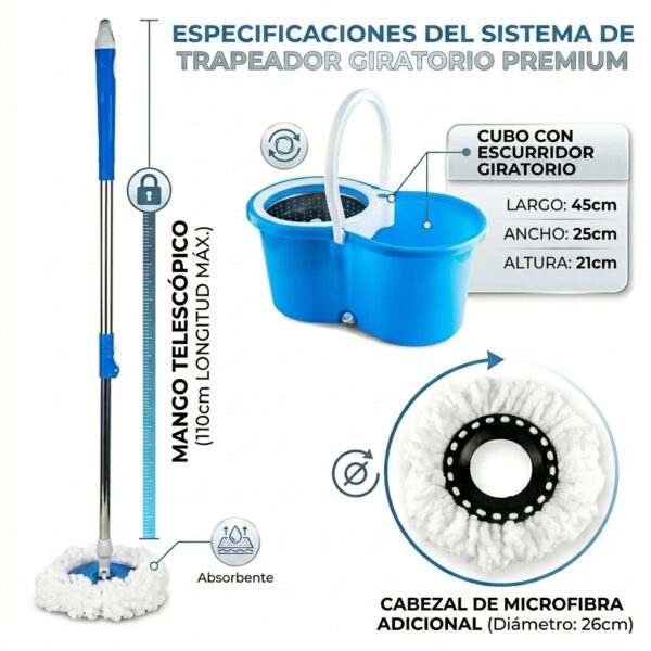 Mopa Giratoria 360° con Cubo Autoescurrible