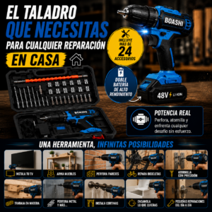 Taladro Inalámbrico BOASHI 48V con Doble Batería