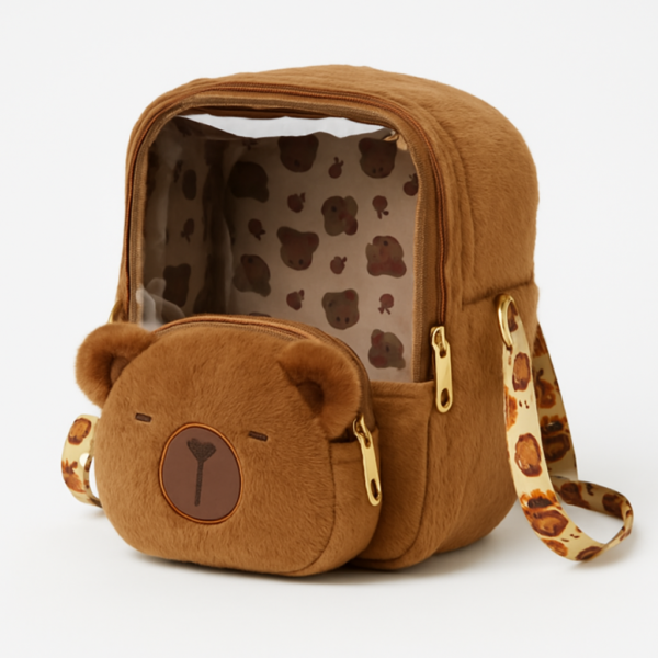 Mochila de peluche con diseño de oso