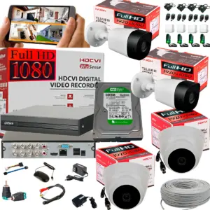 Dahua Camaras De Seguridad Dahua Kit 4 Camaras Dvr 8ch Con Disco Color Blanco