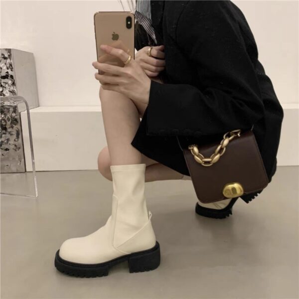 Botas Martín para Mujer: Elegantes y Cálidas, con Suela Gruesa y Tacón Chunky para Otoño e Invierno