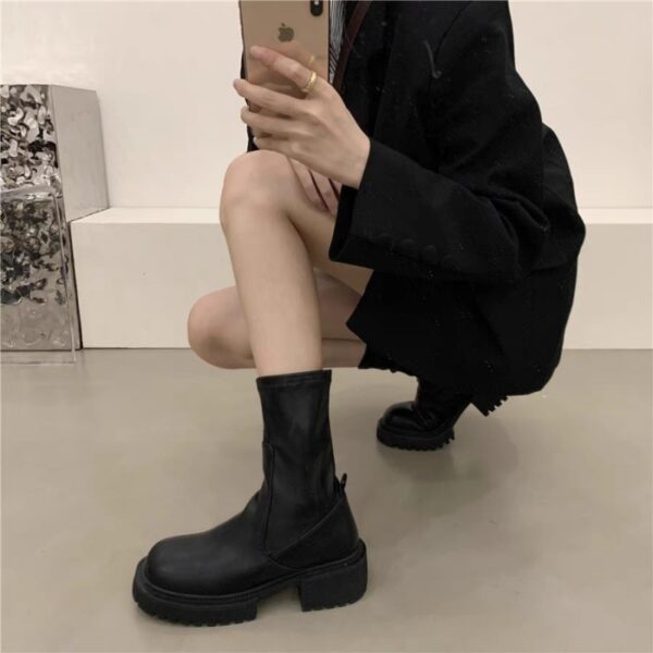 Botas Martín para Mujer: Elegantes y Cálidas, con Suela Gruesa y Tacón Chunky para Otoño e Invierno