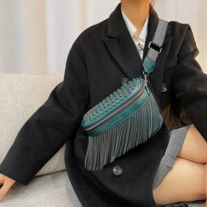Textured Studded Fringe Women’s Chest Bag