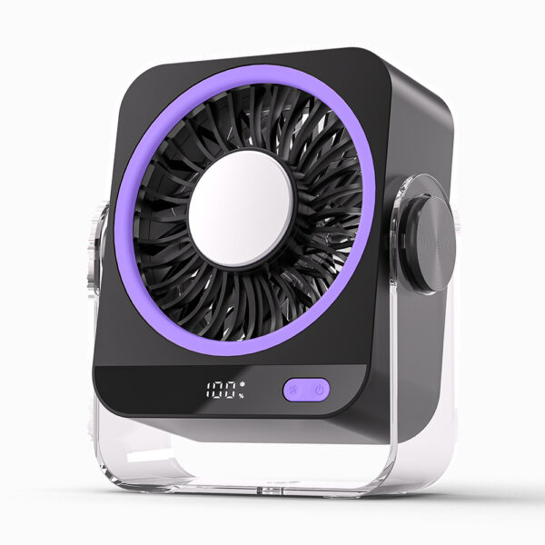 Ventilador de Escritorio Recargable USB: Potente y Silencioso, 5 Velocidades y Pantalla Digital - Ideal para Dormitorio, Oficina y Viajes. ¡Refresca tu día con estilo!