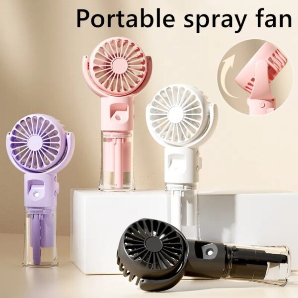 Ventilador Mini Portátil con Spray de Agua - 4 Velocidades, Carga USB, Tu Compañero Ideal para el Verano al Aire Libre ¡Refresca tus Días!
