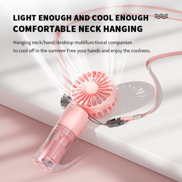 Ventilador Mini Portátil con Spray de Agua - 4 Velocidades, Carga USB, Tu Compañero Ideal para el Verano al Aire Libre ¡Refresca tus Días!