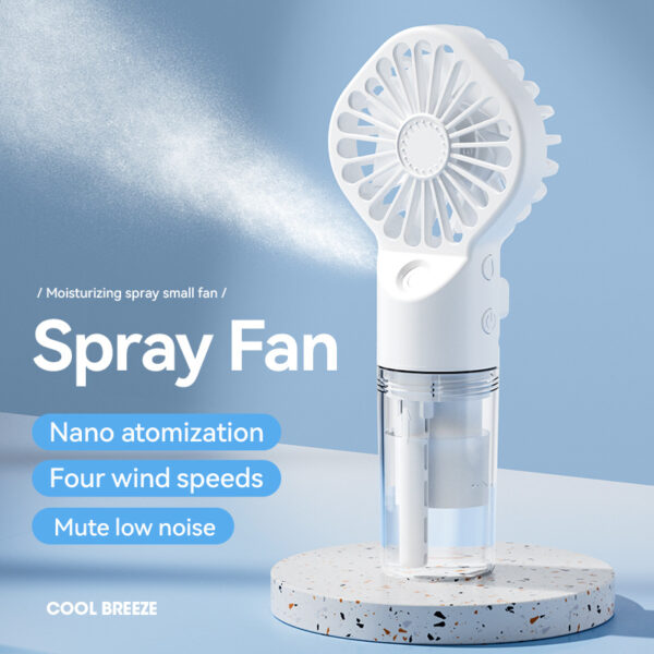 Ventilador Mini Portátil con Spray de Agua - 4 Velocidades, Carga USB, Tu Compañero Ideal para el Verano al Aire Libre ¡Refresca tus Días!