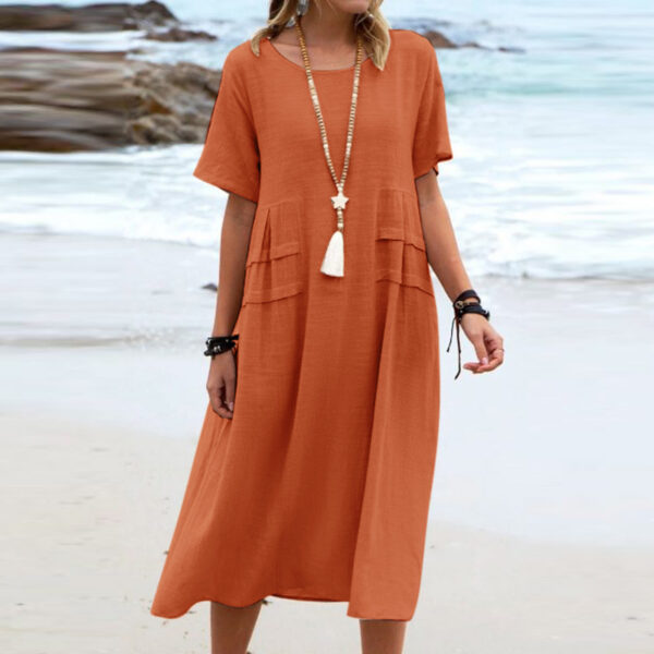 **Vestido Midi Casual de Verano para Mujer - Fresco y Liviano en Algodón y Lino, Perfecto para la Playa**