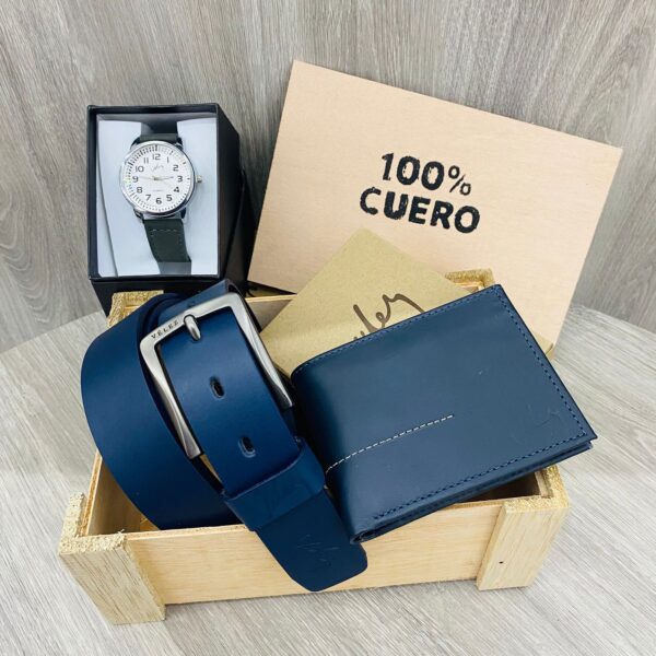 Set de Billetera, Correa y Reloj en Cuero - Vely