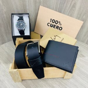 Set de Billetera, Correa y Reloj en Cuero - Vely