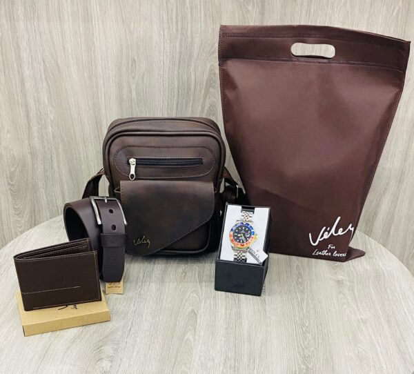 Set de Accesorios de Cuero Vélez + Reloj
