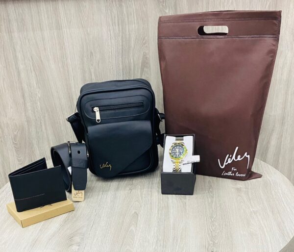 Set de Accesorios de Cuero Vélez + Reloj