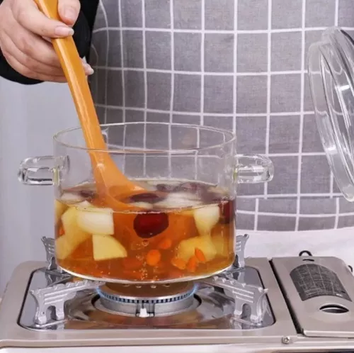 Olla de Vidrio Borosilicato 1500 ml con Tapa y Asas