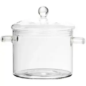 Olla de Vidrio Borosilicato 1500 ml con Tapa y Asas