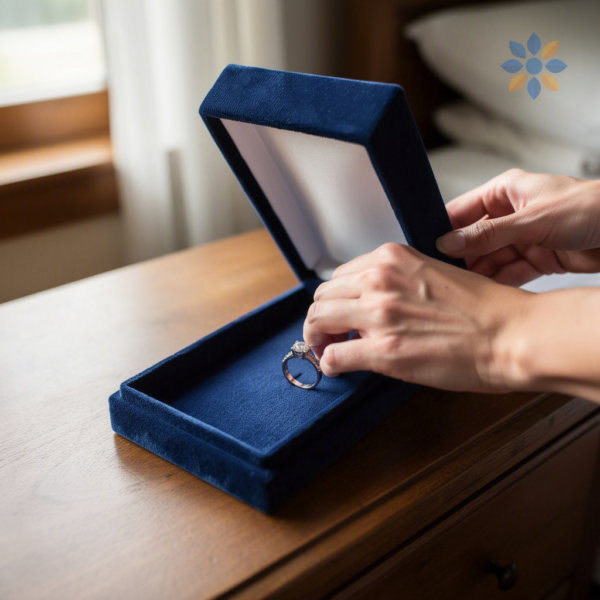 Caja de Lujo para Joyería Azul con Interior Acolchonado