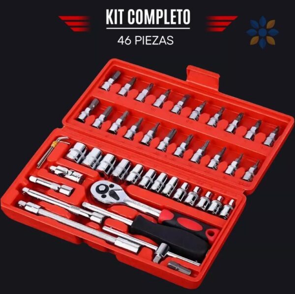 Juego de llaves de tubo 46 piezas con estuche rojo