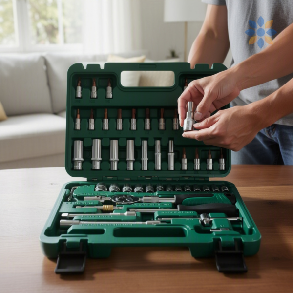 Juego de copas y puntas 53 piezas en caja verde