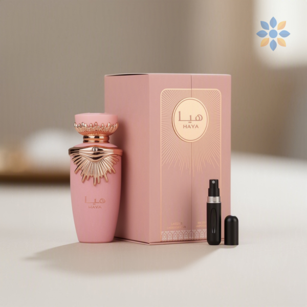 Perfume Haya Lattafa con perfumero elegante y duradero