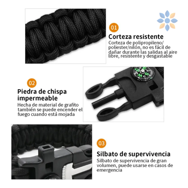 Pulsera de Supervivencia 5 en 1 Paracord Compacta y Resistente
