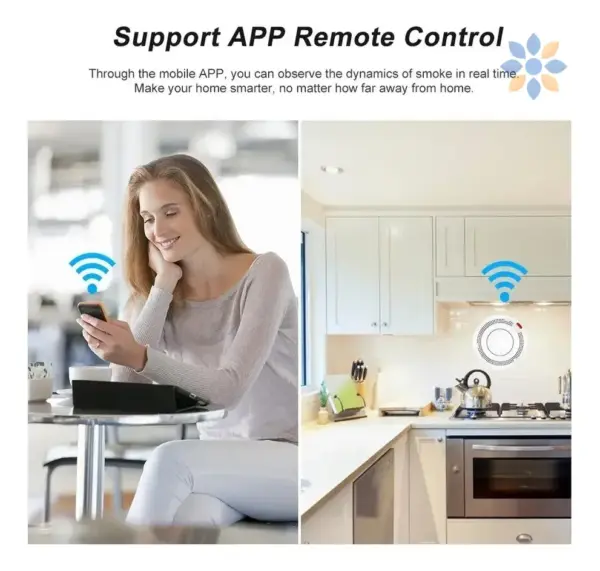 Detector de humo inteligente con alarma y app móvil