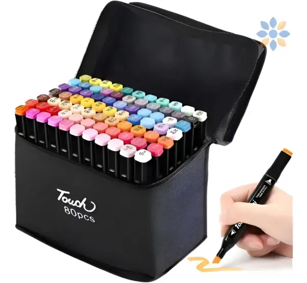 Set de Marcadores Doble Punta 80 Colores Profesionales