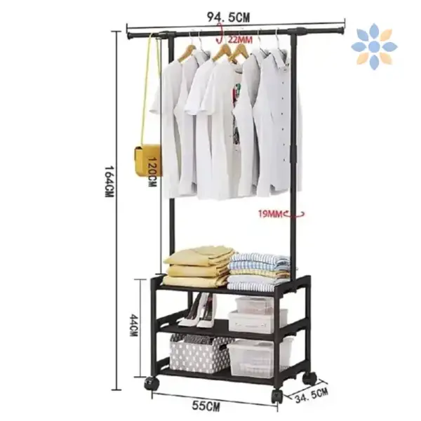 Organizador de Ropa Portátil con Cajones y Barra Colgante