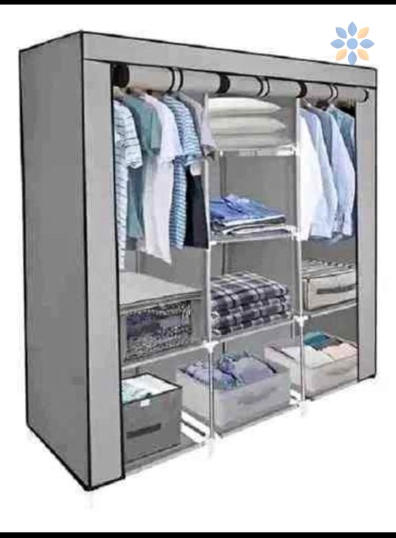 Closet 3 cuerpos con zapatero metálico de 6 niveles