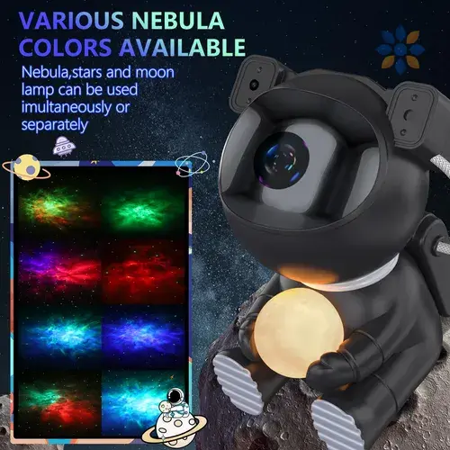 Astronauta Proyector Luna con cielo estrellado y control remoto