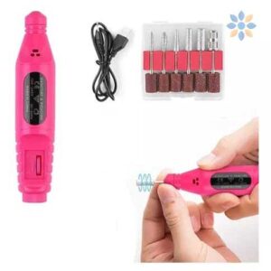 Kit Pulidor de Uñas Eléctrico Portátil Rosa USB