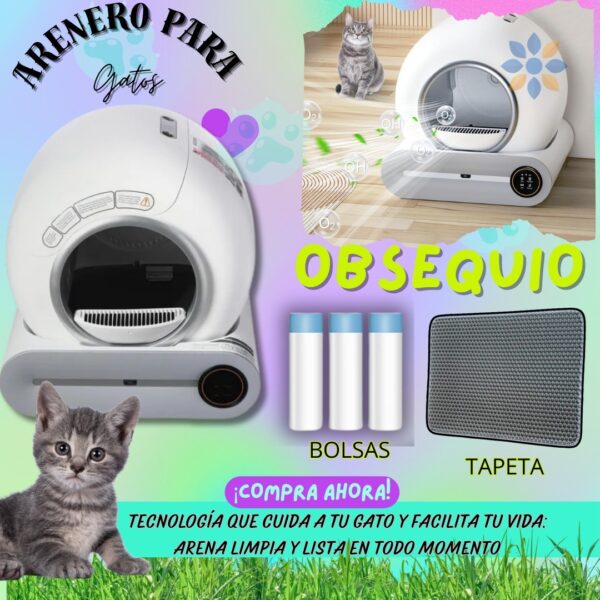 Arenero Inteligente Autolimpiante para Gatos 65L