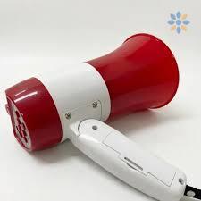 DT Megáfono de Mano Blanco y Rojo, Compacto y Ergonómico