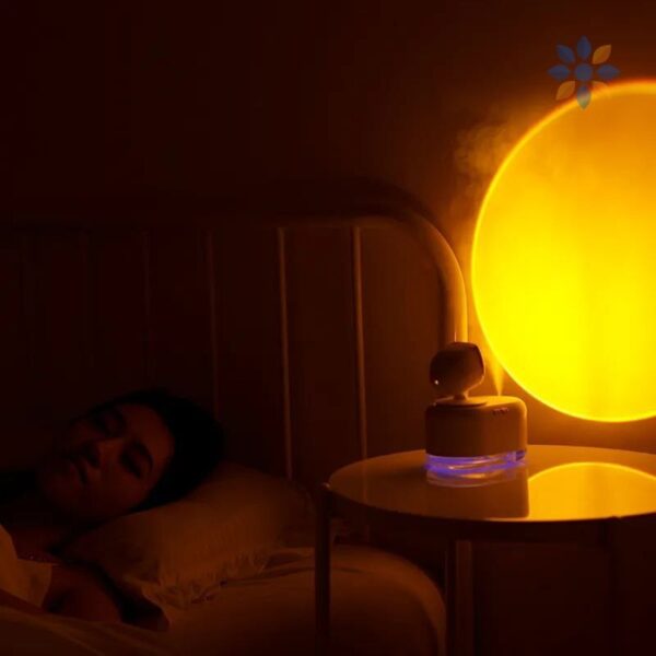 Humidificador Difusor Aromas Luz LED Atardecer Portátil