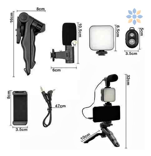 Kit de Video Profesional para Smartphone con Micrófono y Luz LED