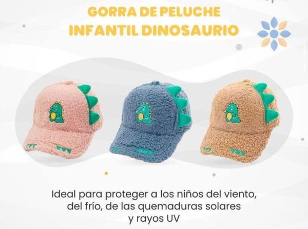 Gorra Infantil Dino Peluda de Algodón para Niños