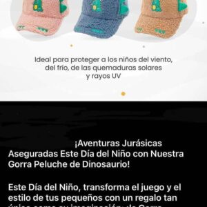 Gorra Infantil Dino Peluda de Algodón para Niños