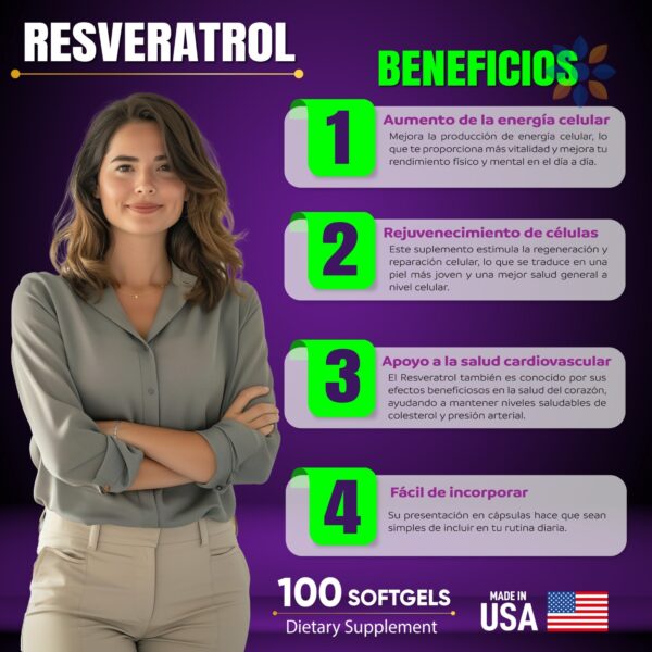 Resveratrol X100 Softgels Antioxidante Natural