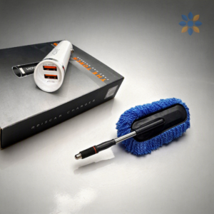 Combo Cargador USB Dual + Cepillo Limpiador para Carro