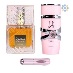 Set de Perfumes Khamrah, Yara y Perfumero Elegante