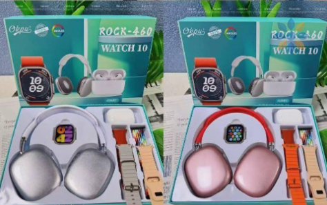 Combo Smartwatch ROCK-460 con Audífonos Bluetooth y 4 Correas