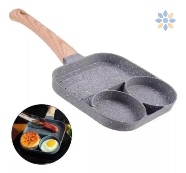 Sartén 4 divisiones antiadherente con mango madera